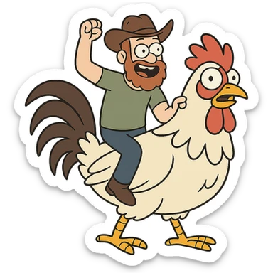 rider on a rooster sticker