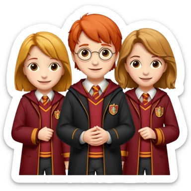 harry potter, ronald weasley and hermione granger in gryfinndor uniform sticker