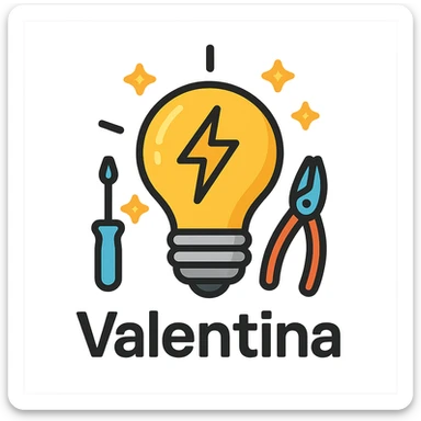 Add electric sparkles and the name 'Valentina' in a modern icon style with a transparent background. sticker