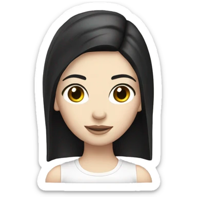 Pale girl black hair with audi car sticker