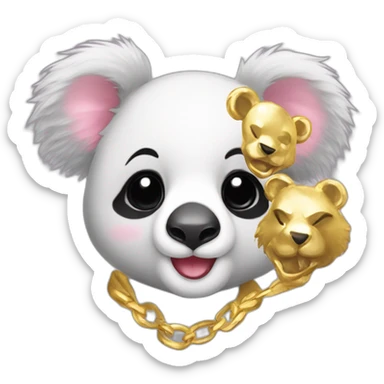 Koala whit gold teeth kissed  a cute panda  sticker