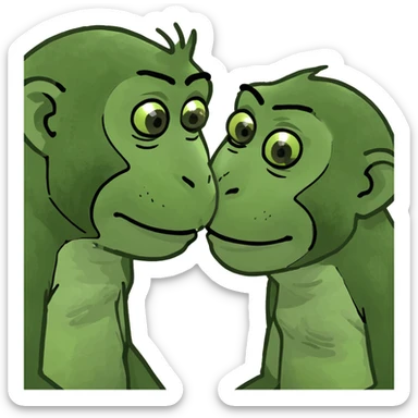 Two monkeys kissing sticker