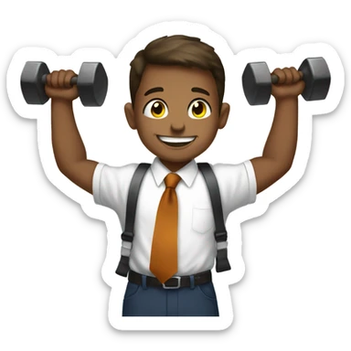 smiling boy in necktie meme lifting weights  sticker
