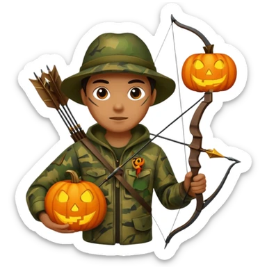 Hunter With Jack o Lantern, with bow and arrow sticker