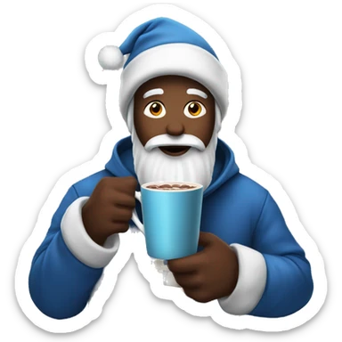 Santa Claus wearing essentials hoodie drinking hot cocoa sticker