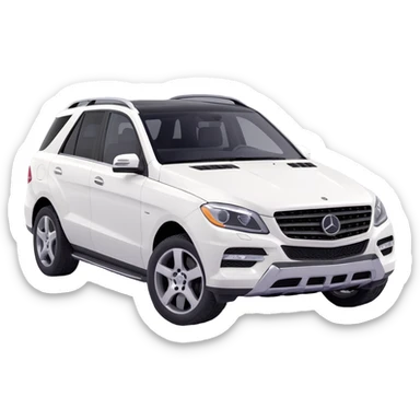 2015 Mercedes Benz ML350 SUV, white exterior, black interior, three-quarter angle, exterior doors open, 3D style sticker