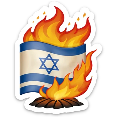 an israeli flag on fire sticker