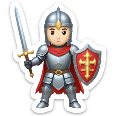Battle mage: a knight in armor wielding both sword and magic sticker