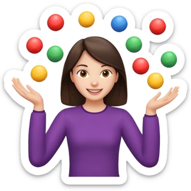 a brunette girl juggling  with two hands  sticker