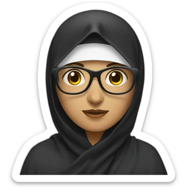 A white muslimsh niqabi with glasses  sticker