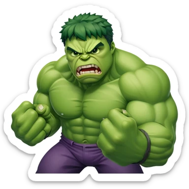 angry Hulk smashing with fists sticker