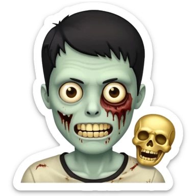 faça um homem zumbi, de cabelo baixo mostrando o dente de ouro sticker