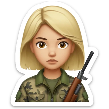 Light skin Long blonde haired camo girl hunter sticker