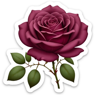 A dark Mauve red romantic Rose with some petals sticker