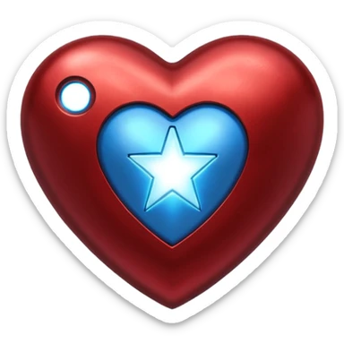 A red Iron Man heart with a glowing blue star in the center sticker