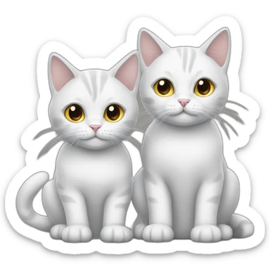 two white and one gray cat 3 cats sticker