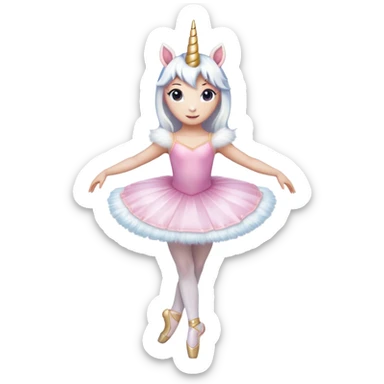 head and shoulders of an anthropomorphised female unicorn ballerina, straight on view, standard pose, clearly a unicorn, apple emoji style sticker
