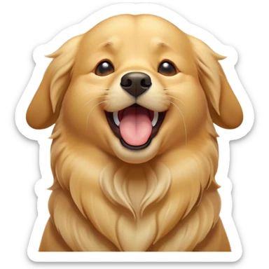 Cinematic Cute Yawning Golden Retriever Portrait Emoji, Head tilted slightly with a dramatic, wide-open yawn, revealing a silky golden coat with a subtle shimmer, floppy ears slightly drooping, round brown eyes barely open in drowsy contentment, Simplified yet irresistibly adorable features, highly detailed, glowing with a soft, cozy glow, high shine, relaxed yet expressive, stylized with a touch of whimsy, bright and endearing, soft glowing outline, capturing the essence of a sleepy yet affectionate companion, so drowsy it feels like it could stretch out of the screen and curl up for a nap! sticker
