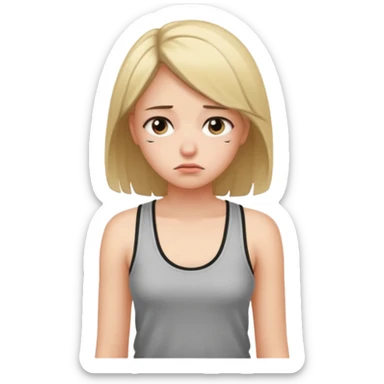 Mutsuz kız üstünde askılı kıyafet olan sticker