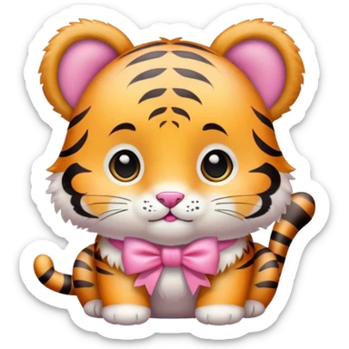 tiger baby pink bow sticker
