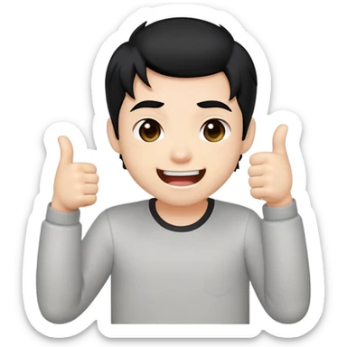 make a 6 cute emotes, a cute chibi guy with black hair and kinda shy ( it includes laughing, angry, shy, GG, hello, sticker