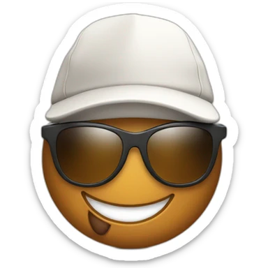 Happy Poop emoji in sport sunglasses and sport cap sticker