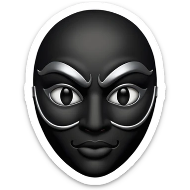 Minimal emoji, gothic mask forged from matte black leather, emotionless expression, smooth heavy surface, subtle leather texture, deep shadows, no glow, no neon, flat emoji style, centered sticker