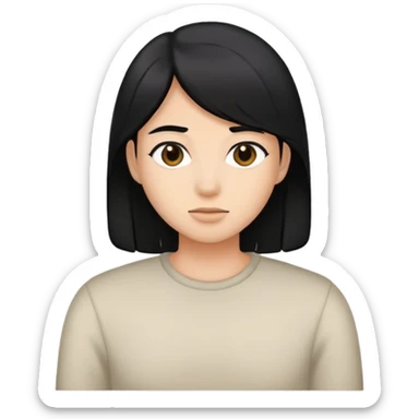 giữ nguyên kiểu tóc chuyển sang màu đen sticker