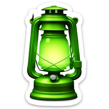 Realistic camping lime green lit camping lantern lisolated. sticker