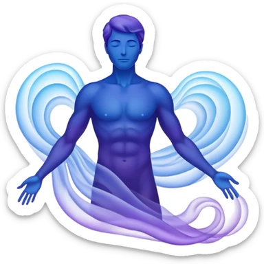 Male silhouette composed of ethereal flowing energy waves, abstract style aura forming the shape of a man, no facial features sticker