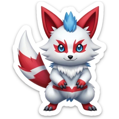 Epic Shiny Cool Cute Kawaii Zangoose-Zorua-Pokemon-fakemon-hybrid-animal Full Body  sticker