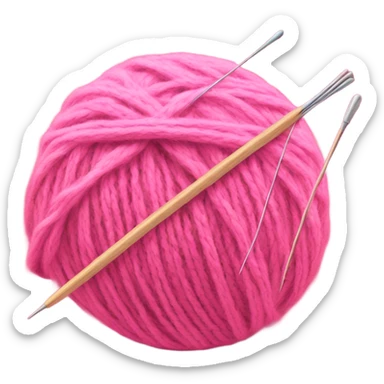 ball of pink yarn with knitting needles sticker