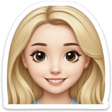 Sabrina Carpenter with blonde hair and big eyes, smiling sticker