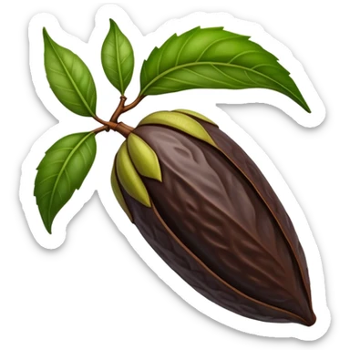 single tonka bean with a green leaf sticker