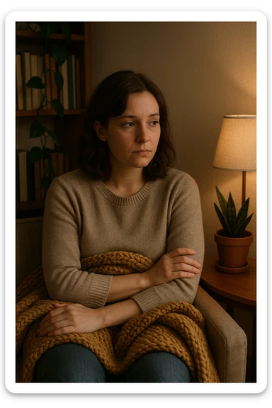 donna che vuole rimanere nella sua zona di comfort. Immagini realistiche sticker