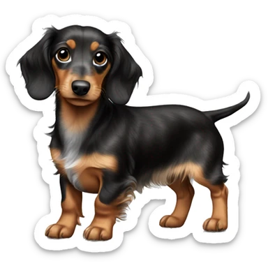 Tri Merle long haired Dachshund puppy full body sticker