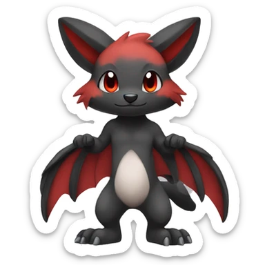 Cute cool black red animal hybrid Fakemon full body sticker