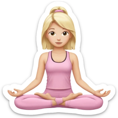 Yoga Blonde Girl With Light Pink Clothes n sticker