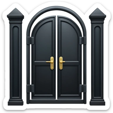iOS emoji, minimal dark gate, sealed door, flat design sticker