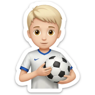 Boy with a soccer ball, holding it or playing with it sticker