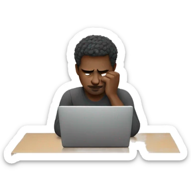 Man thinking and focus working with an laptop  sticker