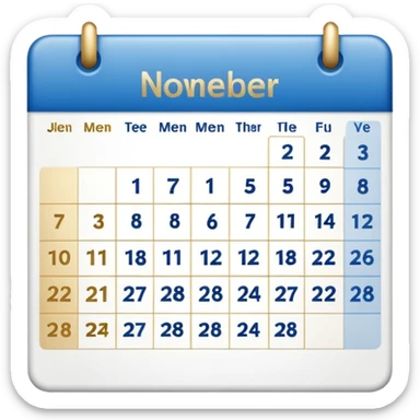 no generate an ios style background free calender, blue and gold and white with the date 22 november highlited sticker