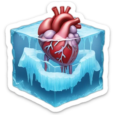 heart organ in the cube of ice that is melting sticker