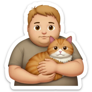 fat man pet a cat sticker