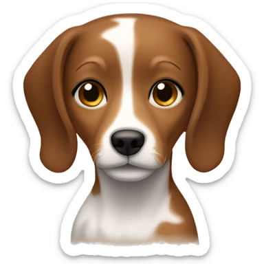 A short brown hair girl with a dog who is a mix of goldie and  dachshund sticker