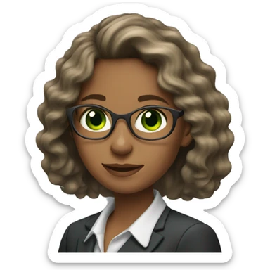 young female business teacher with long wavy hair and green eyes sticker