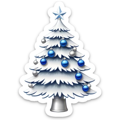 White christmas tree with blue and silver decoration sticker
