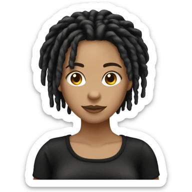 Tan girl with black locs dark white dress full body sticker