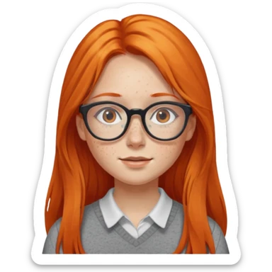 Girl with long orange hair and glasses sticker