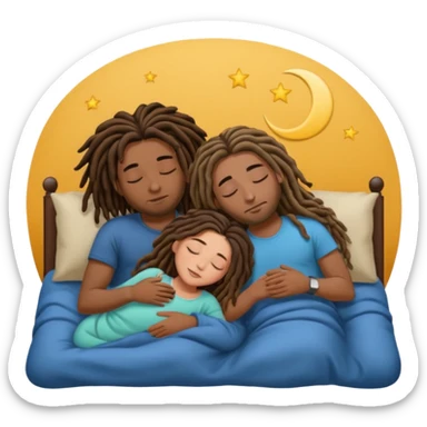 couple sleeping the male is brown skin with dreads and the female is hispanic with fair skin with long straight brunette hair sticker
